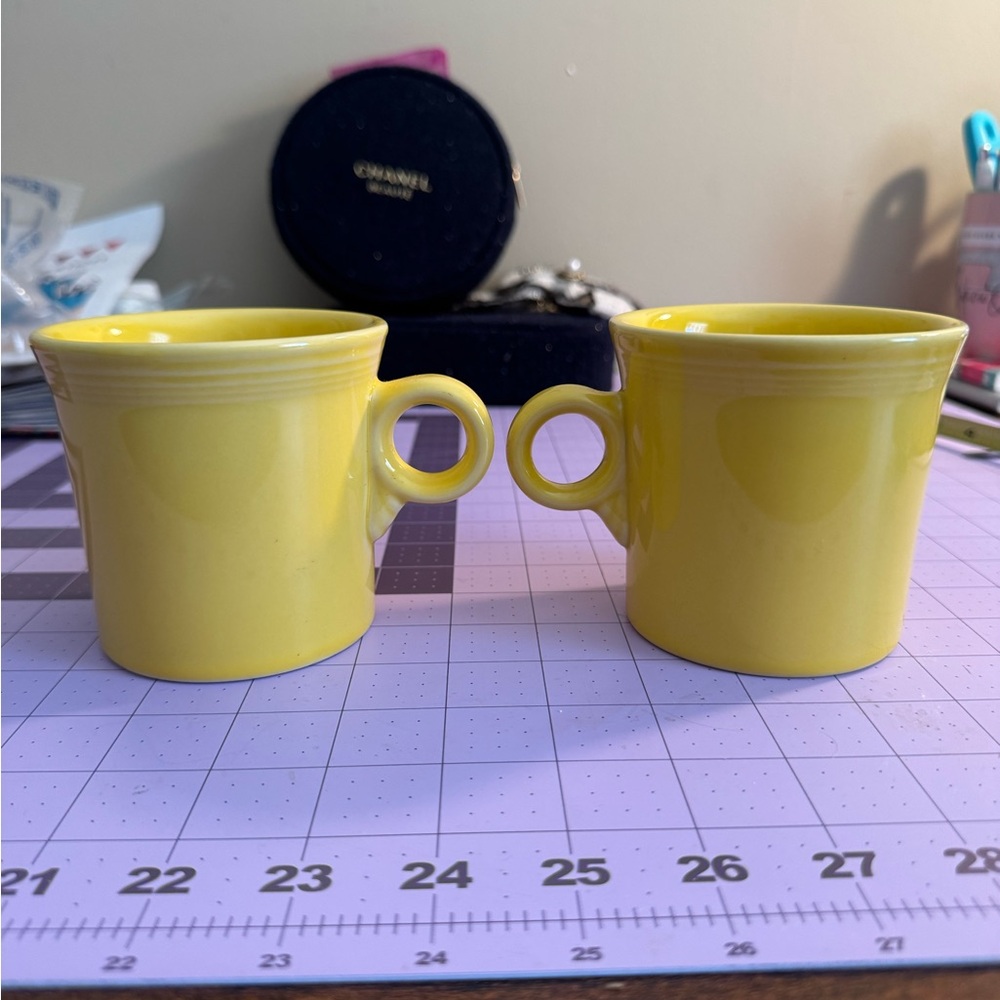 HLC Fiesta USA Yellow Ceramic Coffee Mugs
